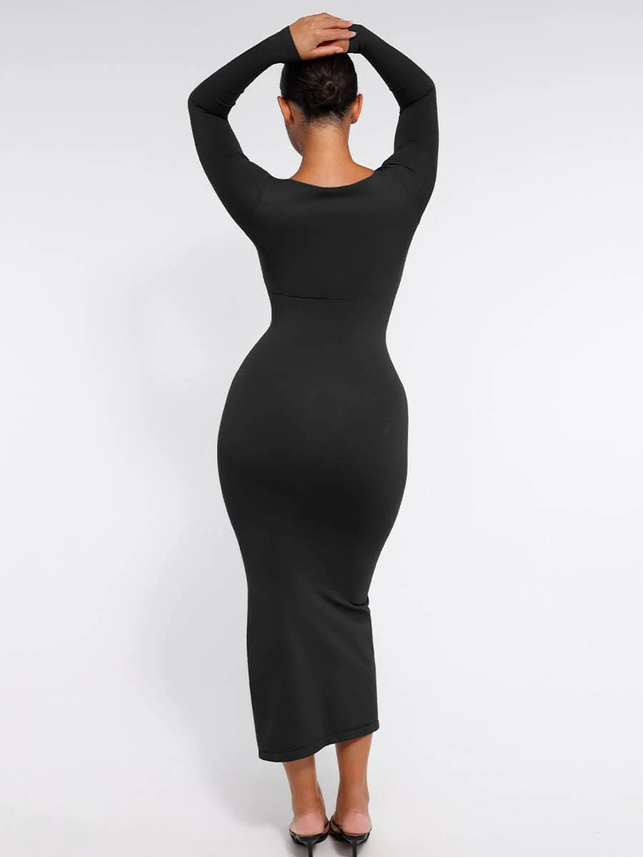 Eco-friendly Seamless Bust Support Tummy Control High Side Slit Shaping Dress