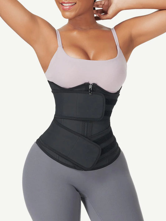Bust Latex Waist Trainer Double Belt Tuck Me In Waist Control